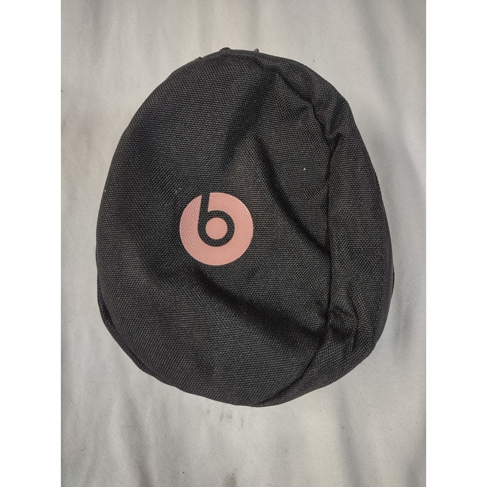 Beats by Dre Black Canvas Soft Zippered Headphone Carrying Case Pouch Pink Logo